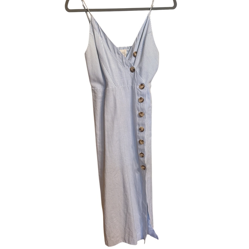 Fantastic Fawn Blue Striped Maxi Dress with Buttons